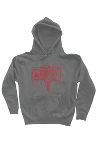 Fatbol Unisex Hoody "Stereo Death" - Charcoal/Red