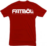 Men's Red Fatbol Crew Neck Tee "Classic Tech Logo" - White Print - fatbol
